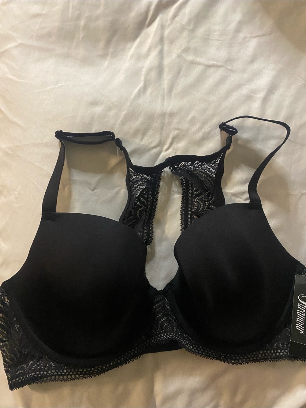 Paramour Black And Beige Lace Racerback T-Shirt Bra - Women Intimates Sale C/U